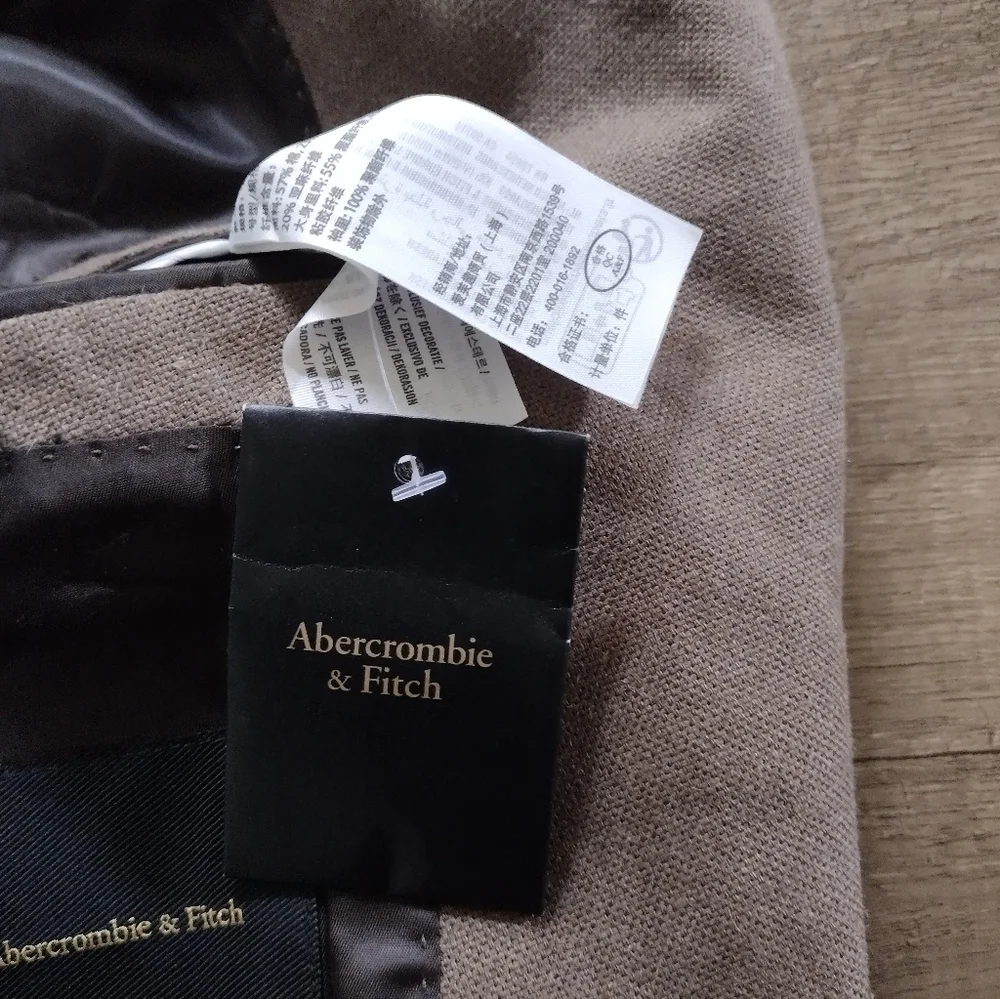 Abercrombie & Fitch Men's Collins Double Breasted Blazer Brown Linen Blend 40R